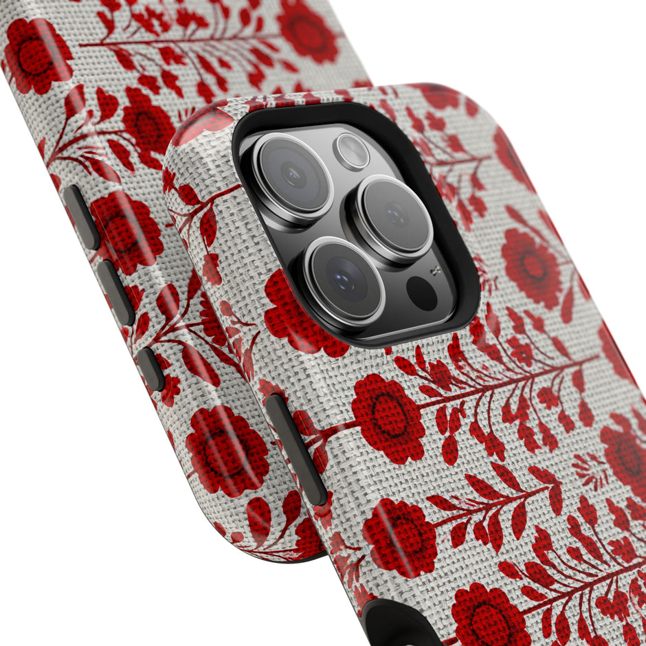 Red Scandi Floral - Extreme Impact MagSafe Phone Case