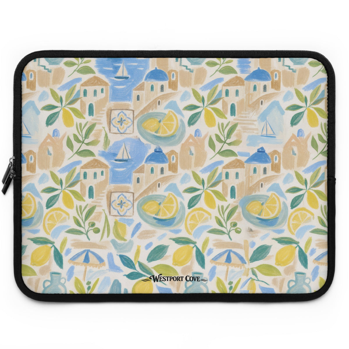 Mediterranean Lemon Laptop Sleeve & Seaside Pattern