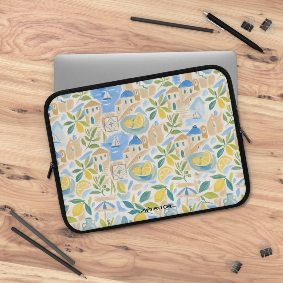 Mediterranean Lemon Laptop Sleeve & Seaside Pattern
