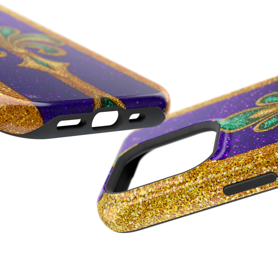Mardi Gras Glitter Fleur - Extreme Impact MagSafe Phone Case