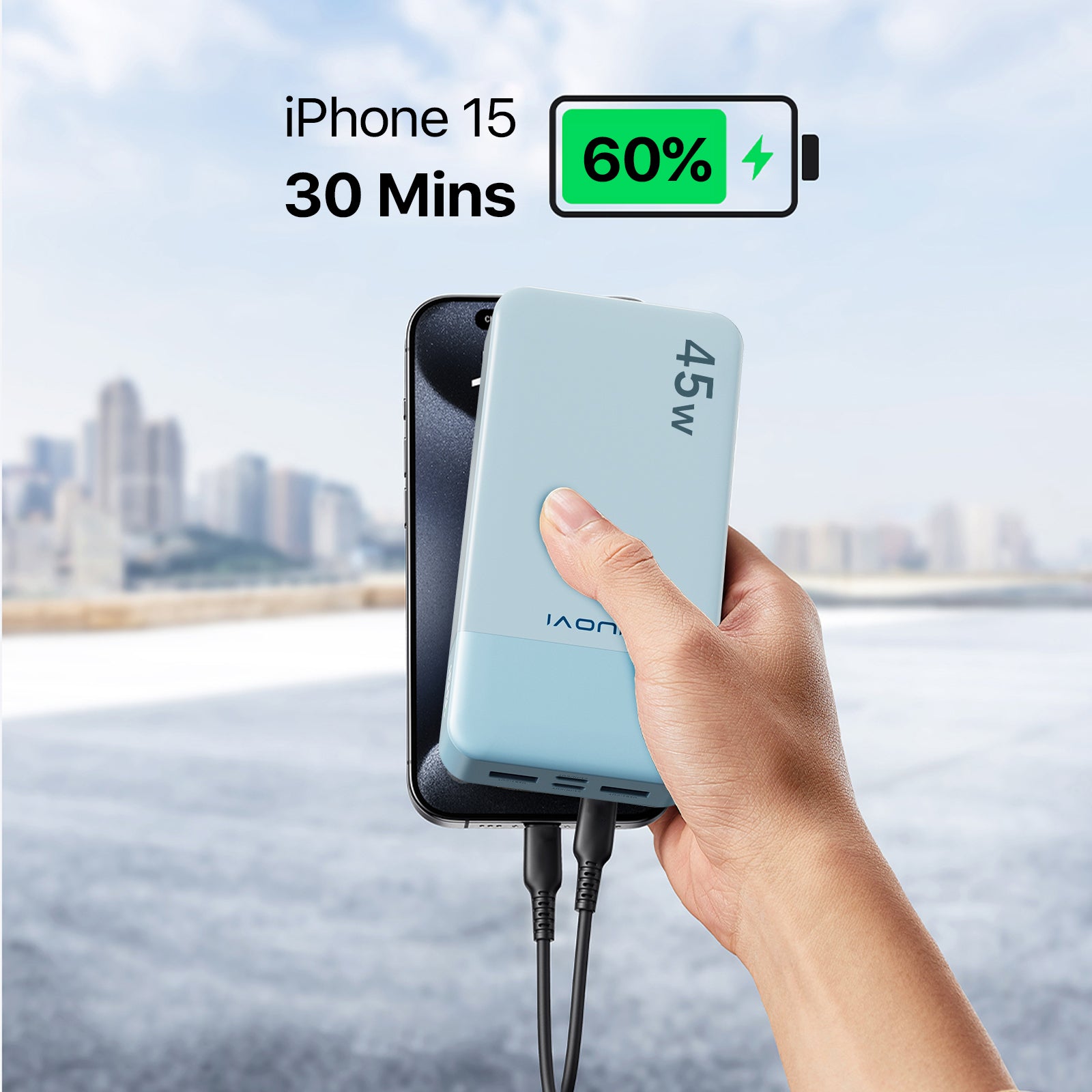 45W PD Fast Charging 20000mAh Power Bank USB-C QC3.0