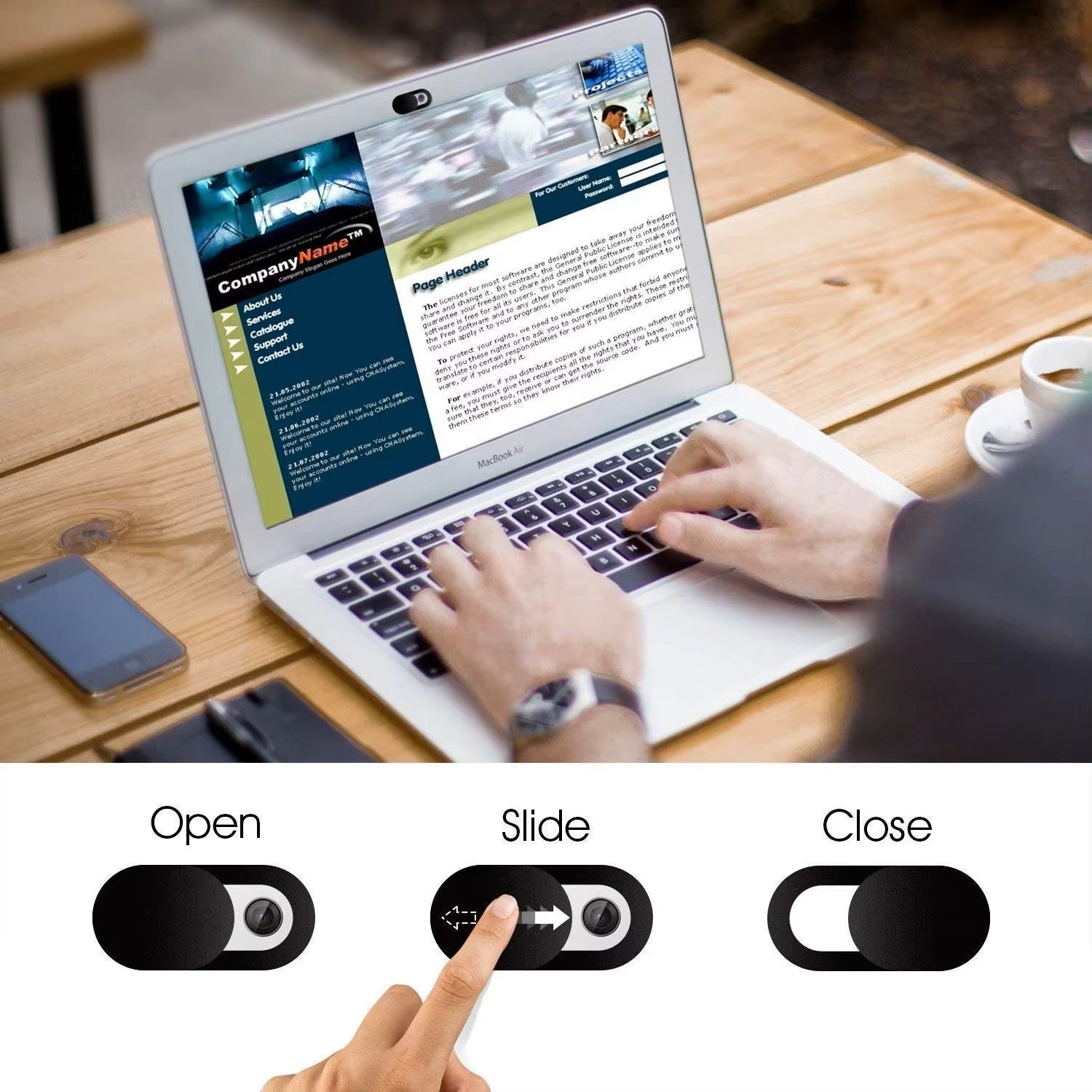 Sliding Webcam Privacy Cover – Laptop & Phone Camera Shutter