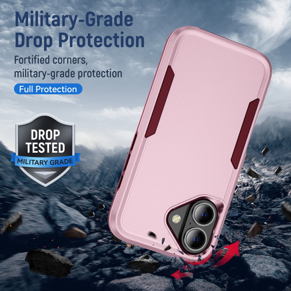 Apple iPhone 16 - Heavy Duty Strong Armor Hybrid Trailblazer Case Cover - PINK