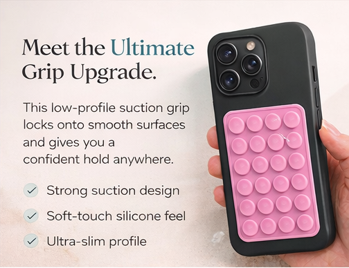 Suction Phone Grip – Slim Silicone Hands-Free Holder