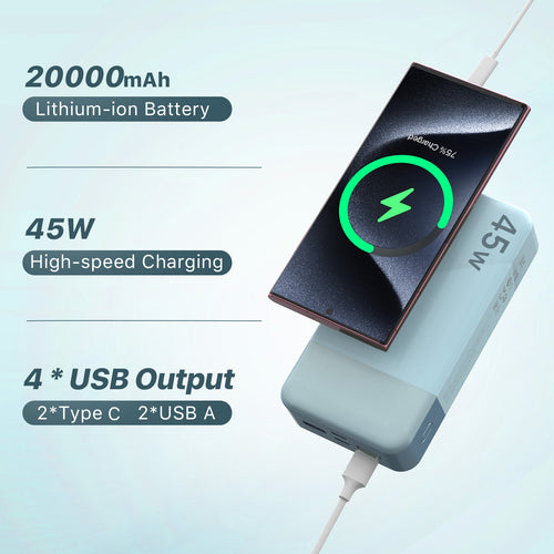 45W PD Fast Charging 20000mAh Power Bank USB-C QC3.0
