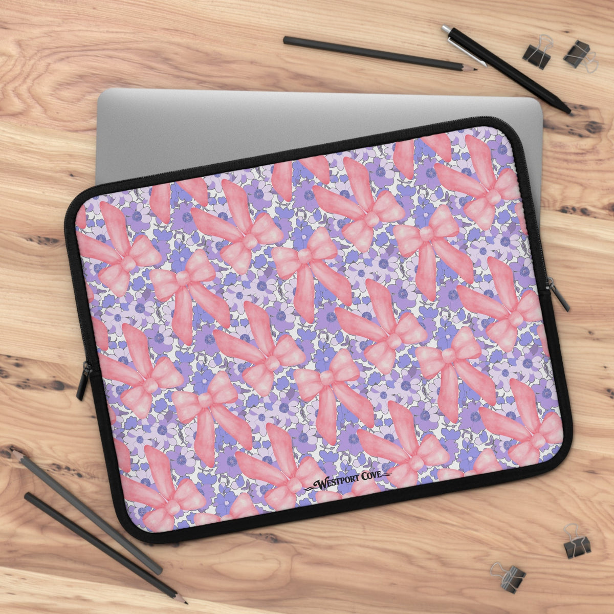 Bow Floral - Safe Harbor Laptop Sleeve - Westport Cove