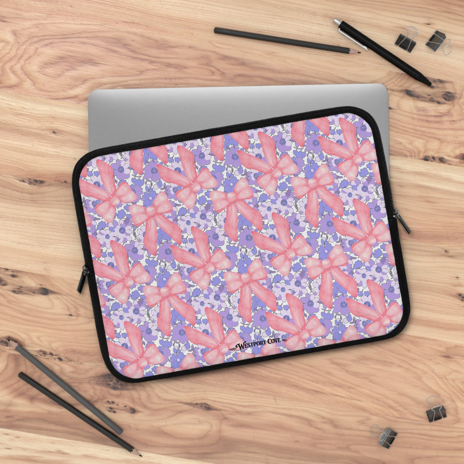 Bow Floral - Safe Harbor Laptop Sleeve - Westport Cove