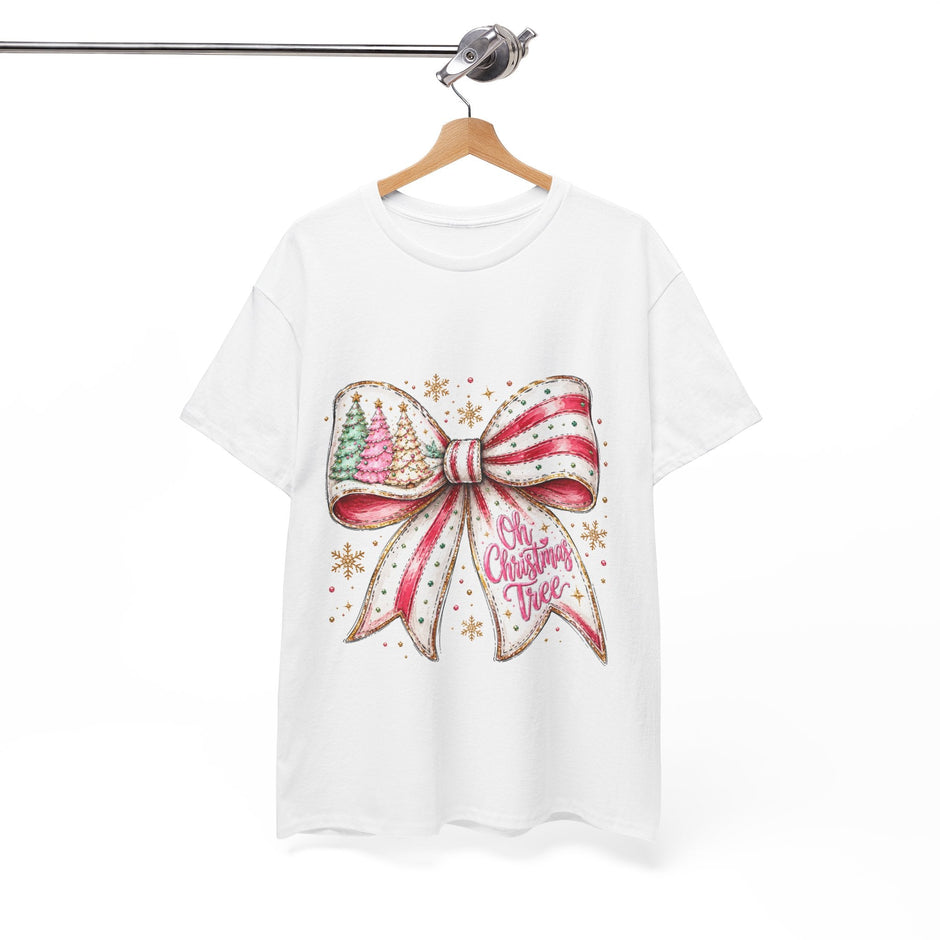 Christmas Bow T-Shirt — 'Oh Christmas Tree' Festive Holiday Tee - Westport Cove