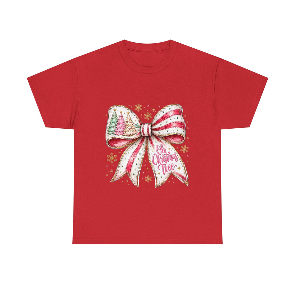 Christmas Bow T-Shirt — 'Oh Christmas Tree' Festive Holiday Tee - Westport Cove