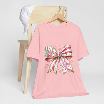 Christmas Bow Tee — "Oh Christmas Tree" Holiday Graphic T-Shirt - Westport Cove