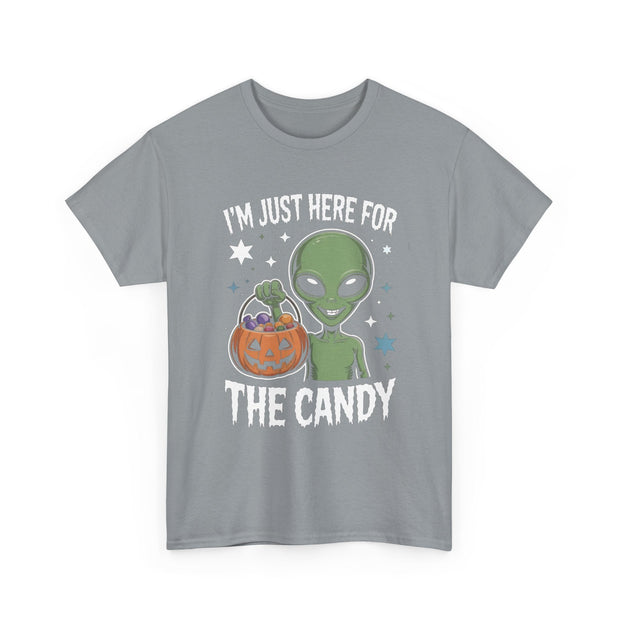 Halloween Alien T-Shirt - "I'm Just Here for the Candy" Cute Spooky Tee - Westport Cove