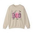 Halloween 'Boo' Crewneck Sweatshirt — Cute Pink Bat & Star Graphic - Westport Cove