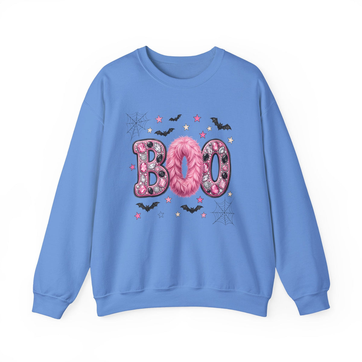 Halloween 'Boo' Crewneck Sweatshirt — Cute Pink Bat & Star Graphic - Westport Cove