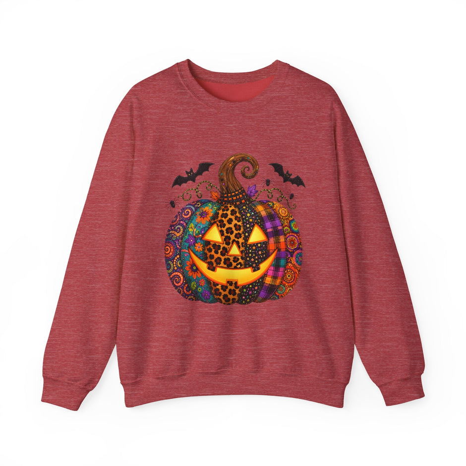 Halloween Jack-O'-Lantern Sweatshirt — Colorful Patterned Pumpkin Crewneck - Westport Cove