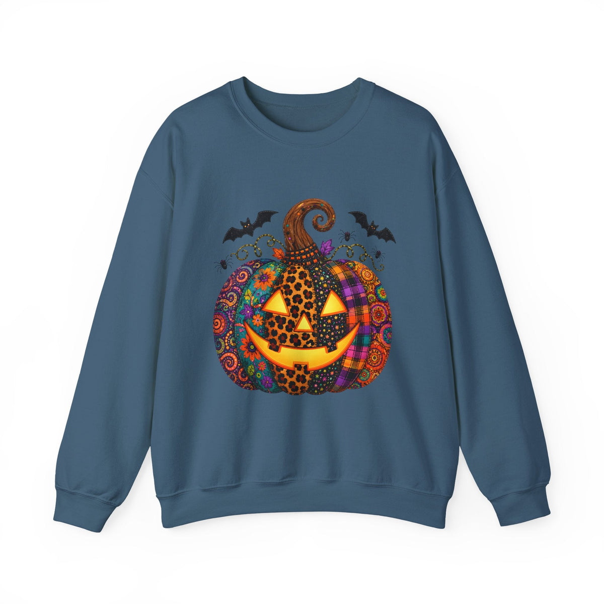 Halloween Jack-O'-Lantern Sweatshirt — Colorful Patterned Pumpkin Crewneck - Westport Cove