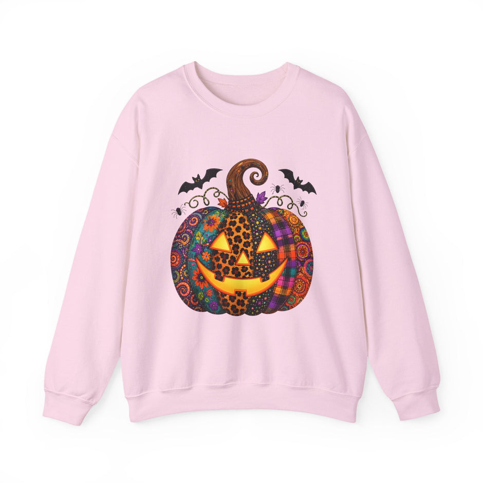 Halloween Jack-O'-Lantern Sweatshirt — Colorful Patterned Pumpkin Crewneck - Westport Cove