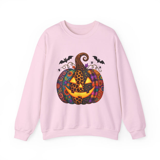 Halloween Jack-O'-Lantern Sweatshirt — Colorful Patterned Pumpkin Crewneck - Westport Cove