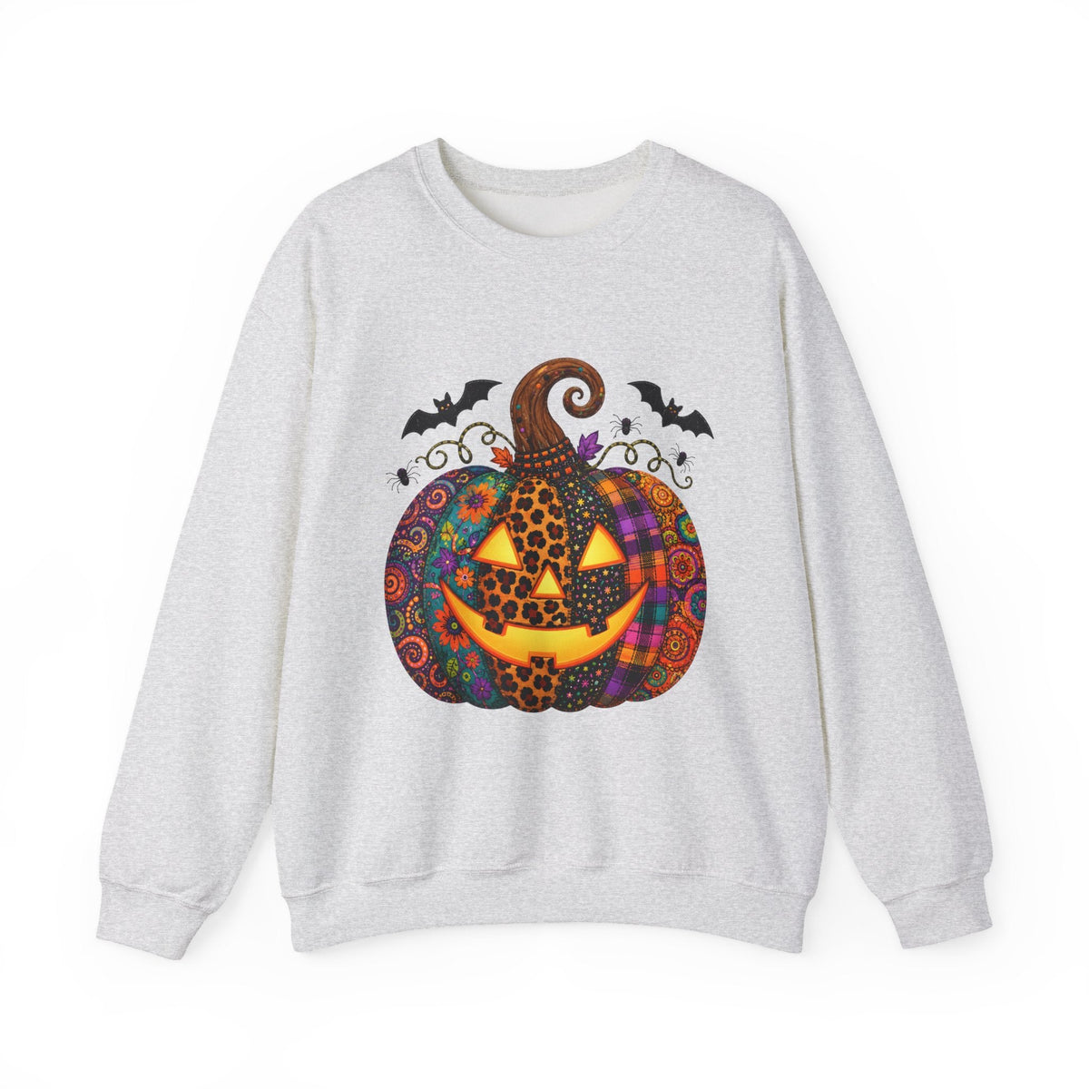 Halloween Jack-O'-Lantern Sweatshirt — Colorful Patterned Pumpkin Crewneck - Westport Cove