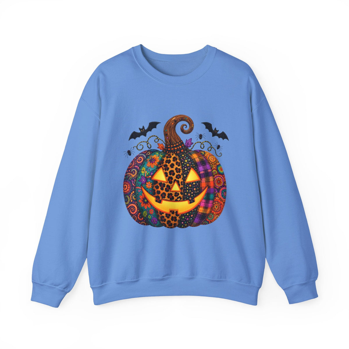 Halloween Jack-O'-Lantern Sweatshirt — Colorful Patterned Pumpkin Crewneck - Westport Cove