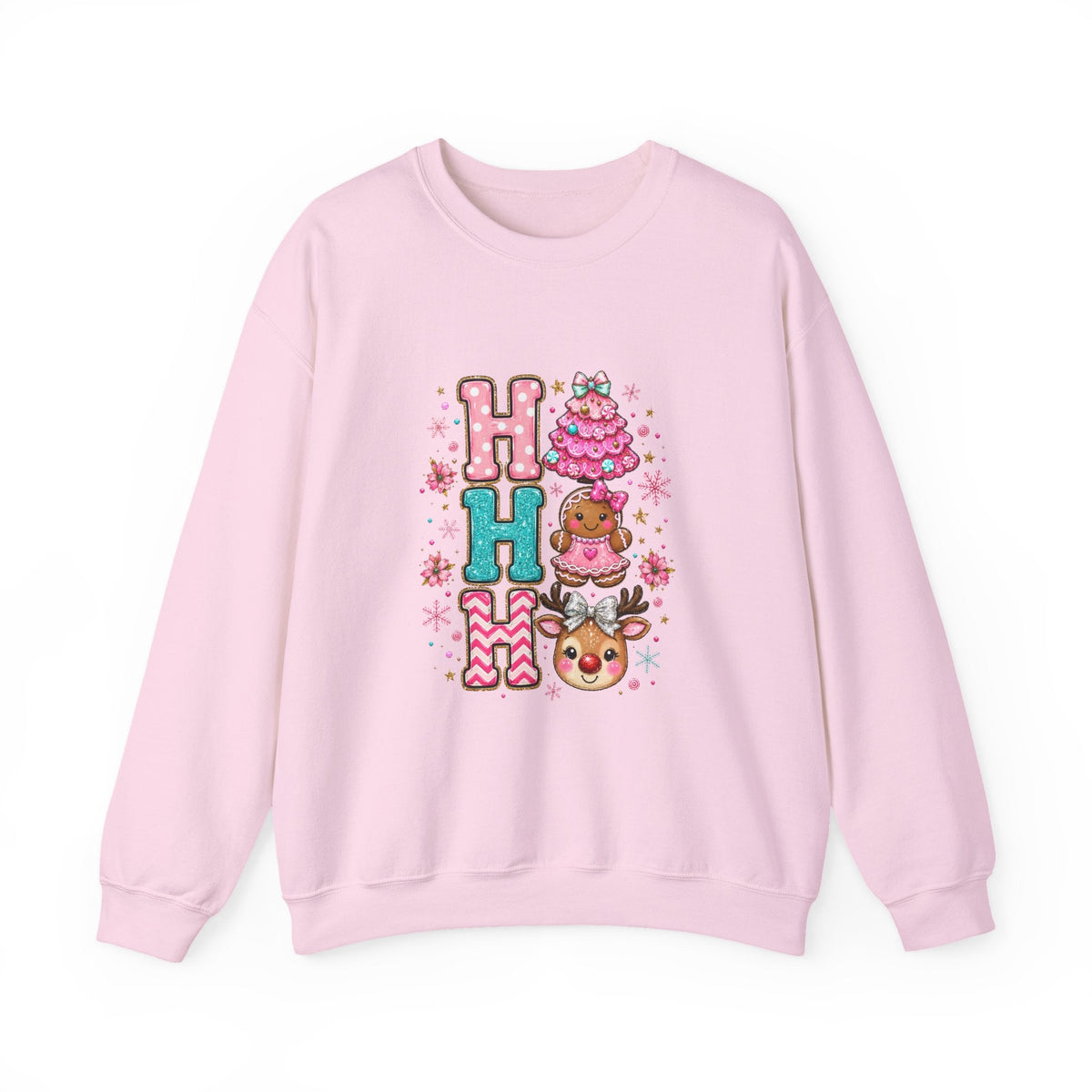 Holiday 'HO HO HO' Cute Reindeer & Gingerbread Crewneck Sweatshirt - Westport Cove