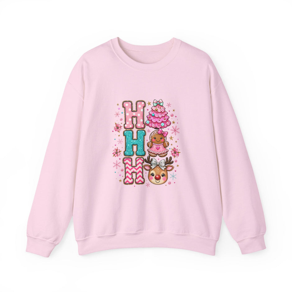 Holiday 'HO HO HO' Cute Reindeer & Gingerbread Crewneck Sweatshirt - Westport Cove