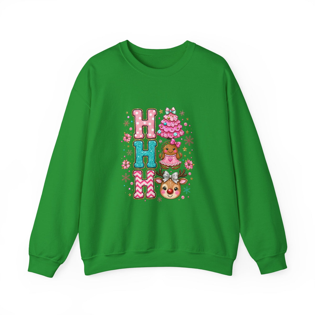 Holiday 'HO HO HO' Cute Reindeer & Gingerbread Crewneck Sweatshirt - Westport Cove