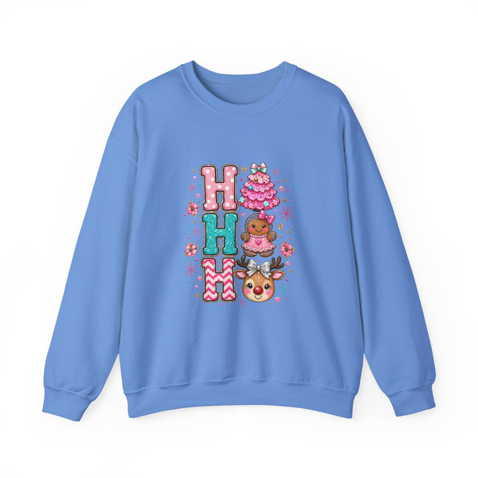 Holiday 'HO HO HO' Cute Reindeer & Gingerbread Crewneck Sweatshirt - Westport Cove