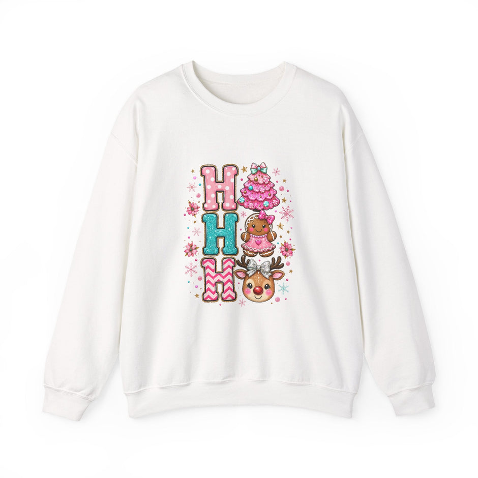 Holiday 'HO HO HO' Cute Reindeer & Gingerbread Crewneck Sweatshirt - Westport Cove