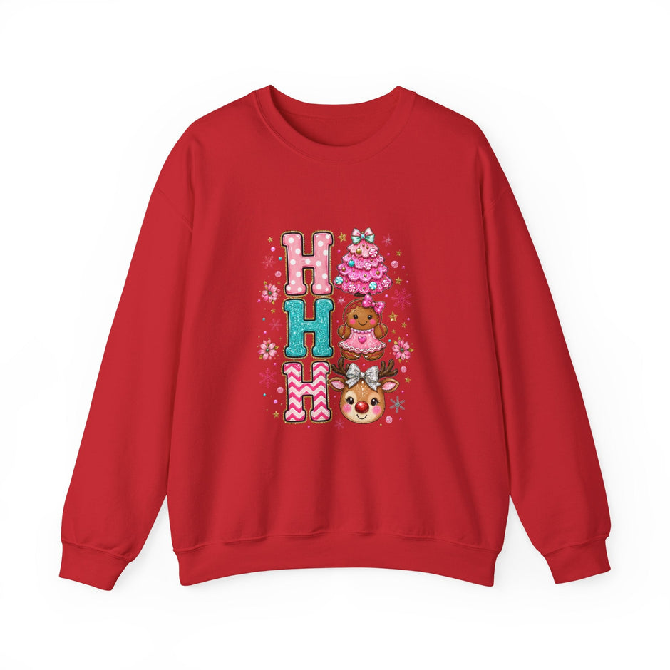 Holiday 'HO HO HO' Cute Reindeer & Gingerbread Crewneck Sweatshirt - Westport Cove