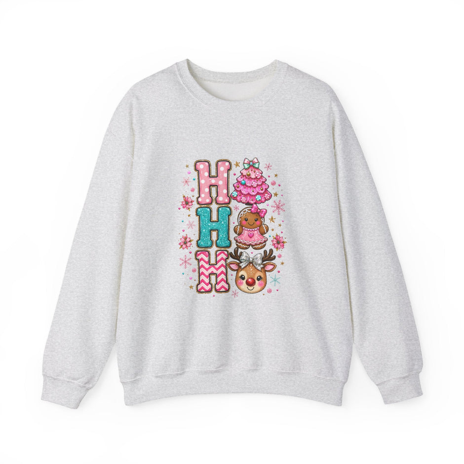 Holiday 'HO HO HO' Cute Reindeer & Gingerbread Crewneck Sweatshirt - Westport Cove