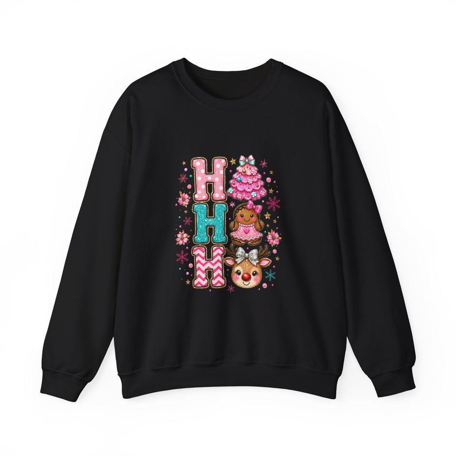Holiday 'HO HO HO' Cute Reindeer & Gingerbread Crewneck Sweatshirt - Westport Cove