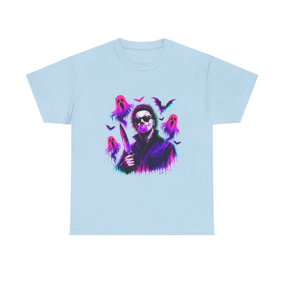 Horror Retro Tee — Neon Michael Myers Design with Ghosts & Bats - Westport Cove