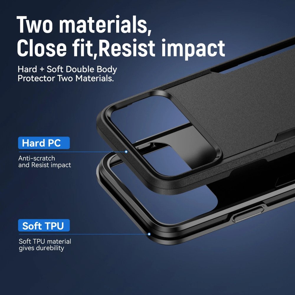 Apple iPhone 17 Pro - Heavy Duty Slim Hybrid Shockproof Armor Phone Case - BLACK