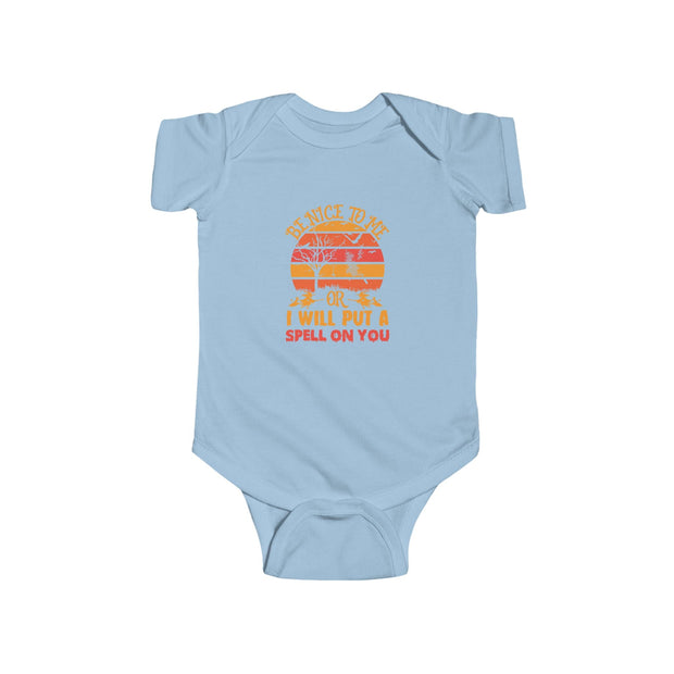 Infant Bodysuit "Be Nice To Me or I Will Put a Spell On You" Vintage Sunset Halloween Baby Onesie - Westport Cove