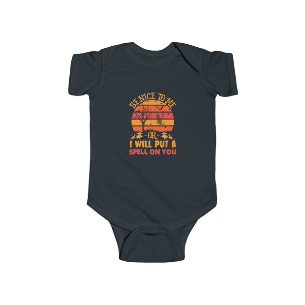 Infant Bodysuit "Be Nice To Me or I Will Put a Spell On You" Vintage Sunset Halloween Baby Onesie - Westport Cove