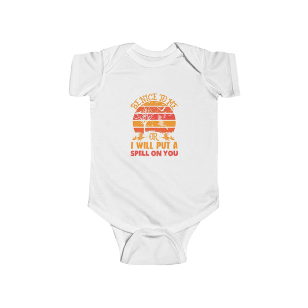 Infant Bodysuit "Be Nice To Me or I Will Put a Spell On You" Vintage Sunset Halloween Baby Onesie - Westport Cove