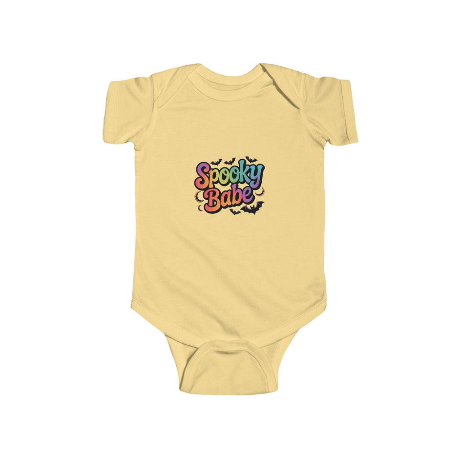 Infant Bodysuit - "Spooky Babe" Halloween Baby Onesie, Colorful Retro Ghost & Bat Design - Westport Cove