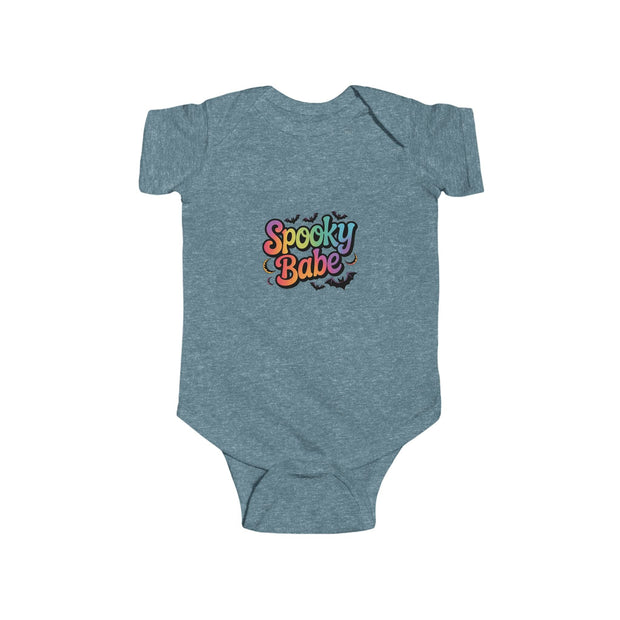 Infant Bodysuit - "Spooky Babe" Halloween Baby Onesie, Colorful Retro Ghost & Bat Design - Westport Cove