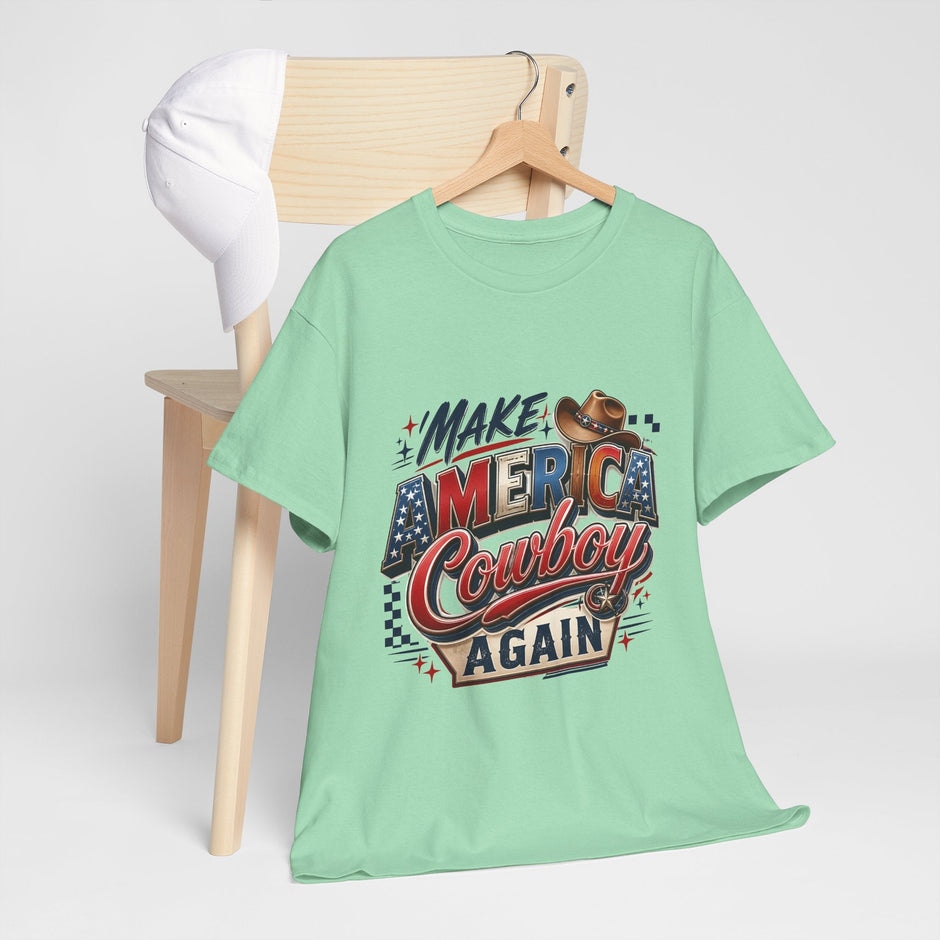 Make America Cowboy Again T-Shirt – Patriotic Western Graphic Tee - Westport Cove