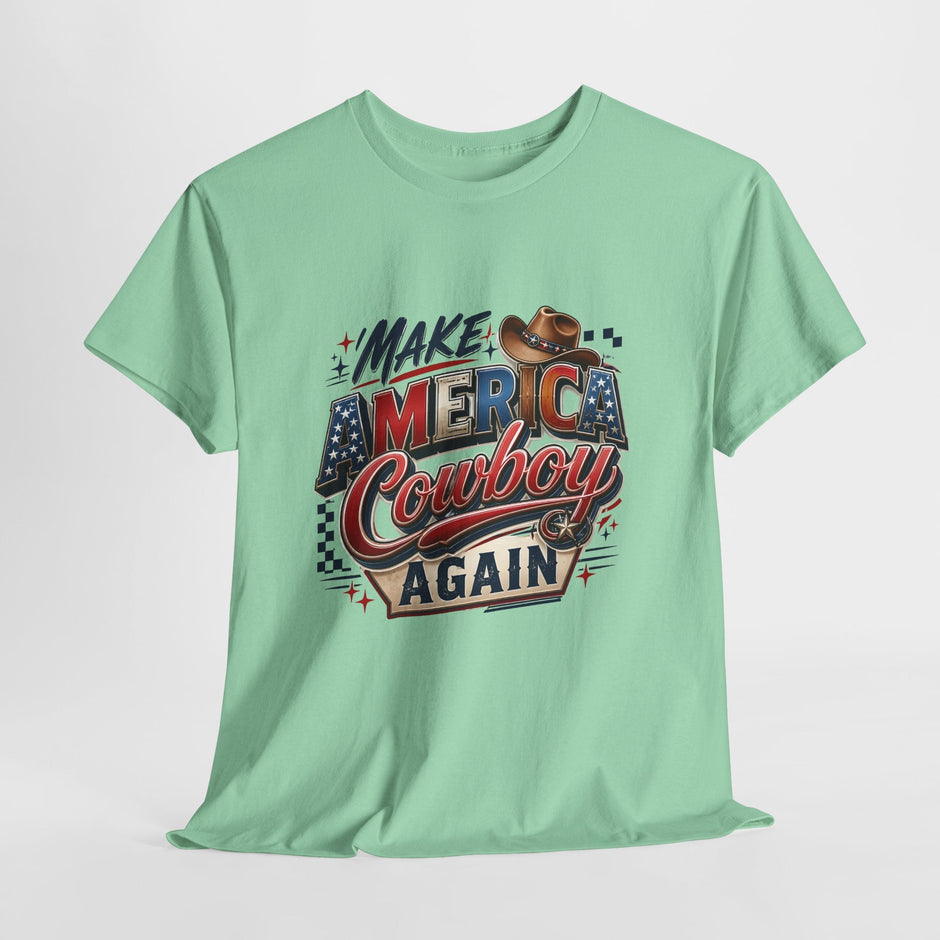 Make America Cowboy Again T-Shirt – Patriotic Western Graphic Tee - Westport Cove