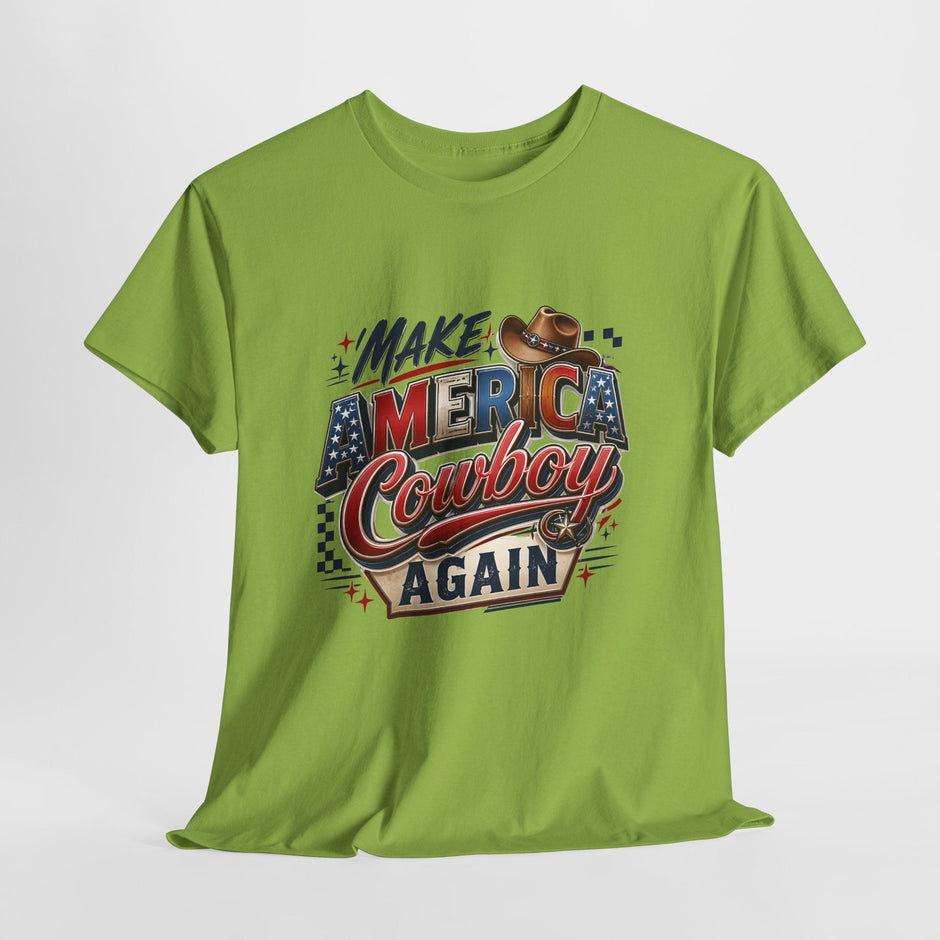 Make America Cowboy Again T-Shirt – Patriotic Western Graphic Tee - Westport Cove