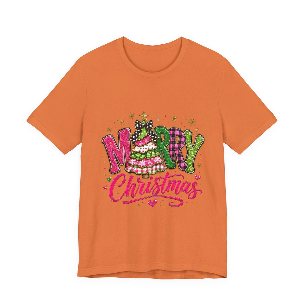 Merry Christmas Graphic Tee — Festive Pink & Green Holiday T-Shirt - Westport Cove