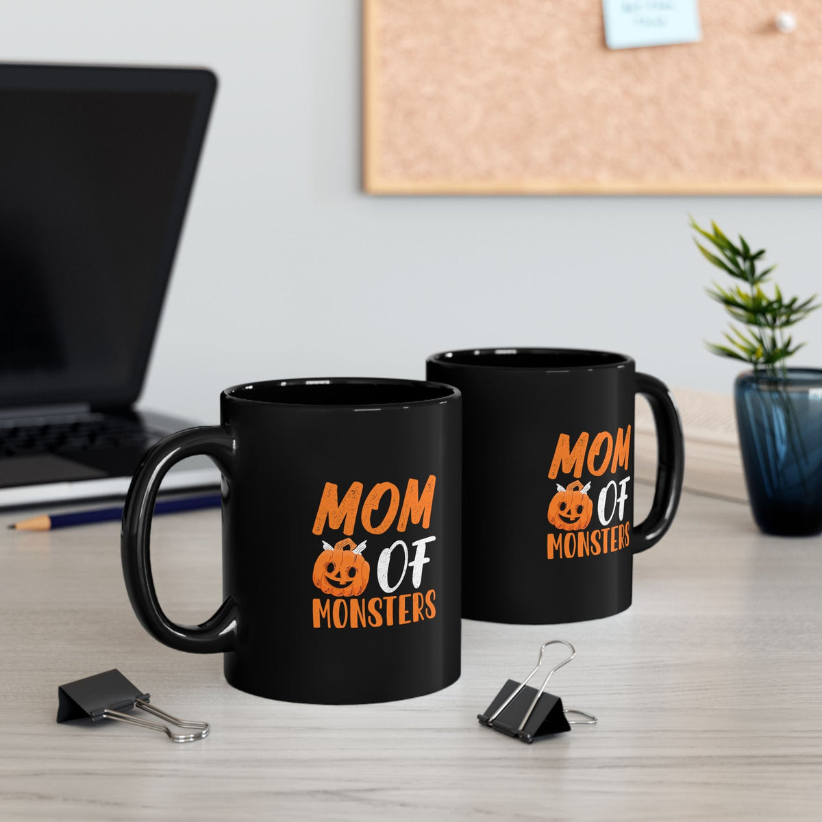 Mom of Monsters Halloween Mug — Black Coffee Cup (11oz) - Westport Cove