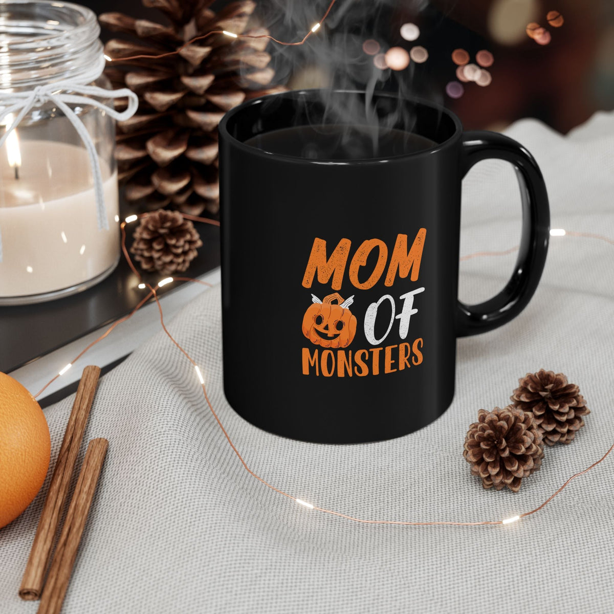 Mom of Monsters Halloween Mug — Black Coffee Cup (11oz) - Westport Cove