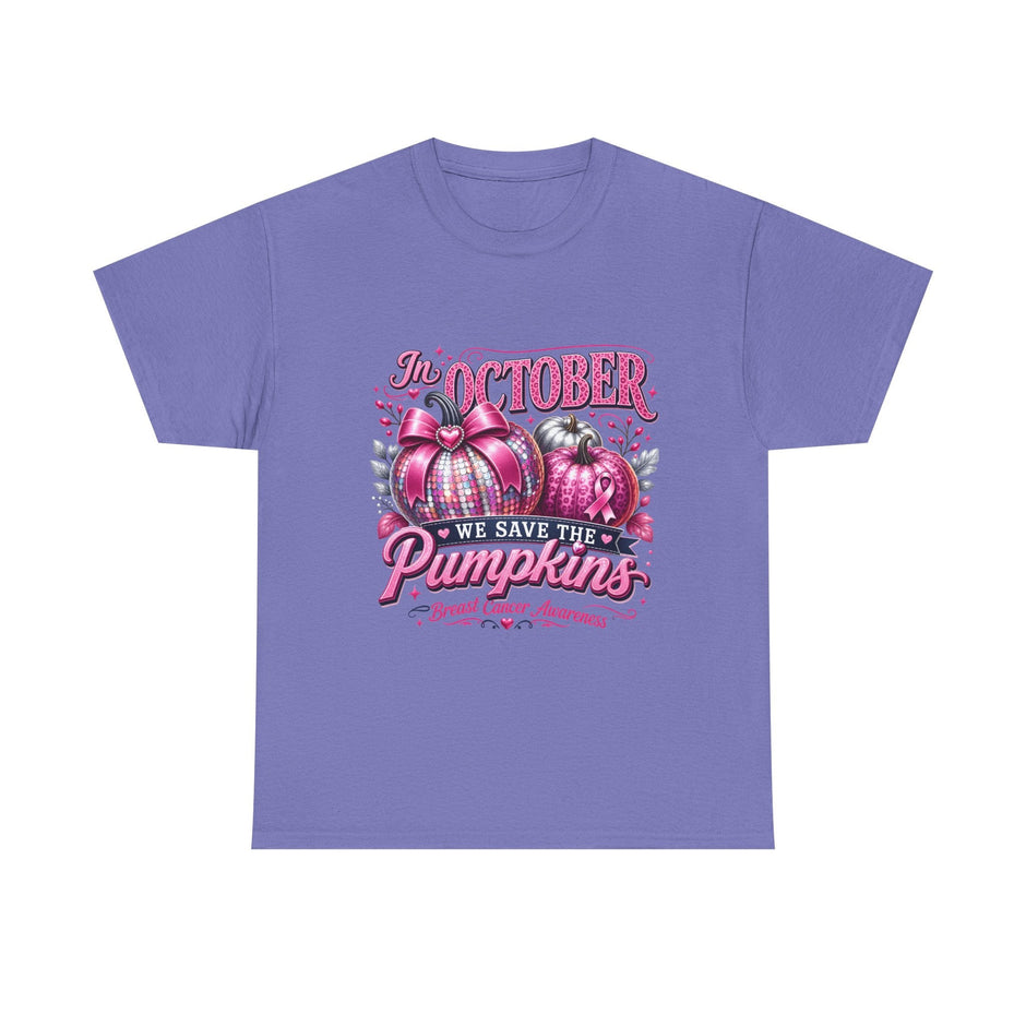October Breast Cancer Awareness Pumpkin Tee — 