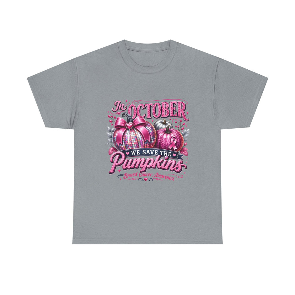 October Breast Cancer Awareness Pumpkin Tee — 