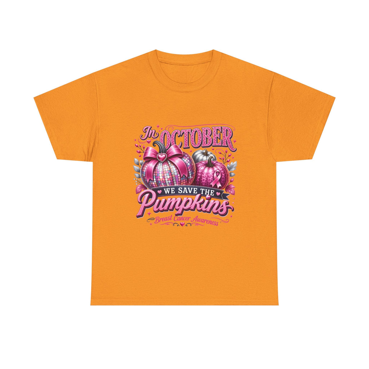 October Breast Cancer Awareness Pumpkin Tee — 