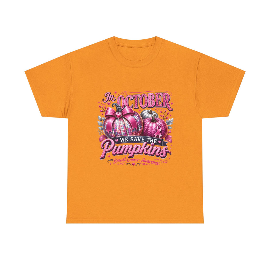 October Breast Cancer Awareness Pumpkin Tee — "In October We Save The Pumpkins" - Westport Cove