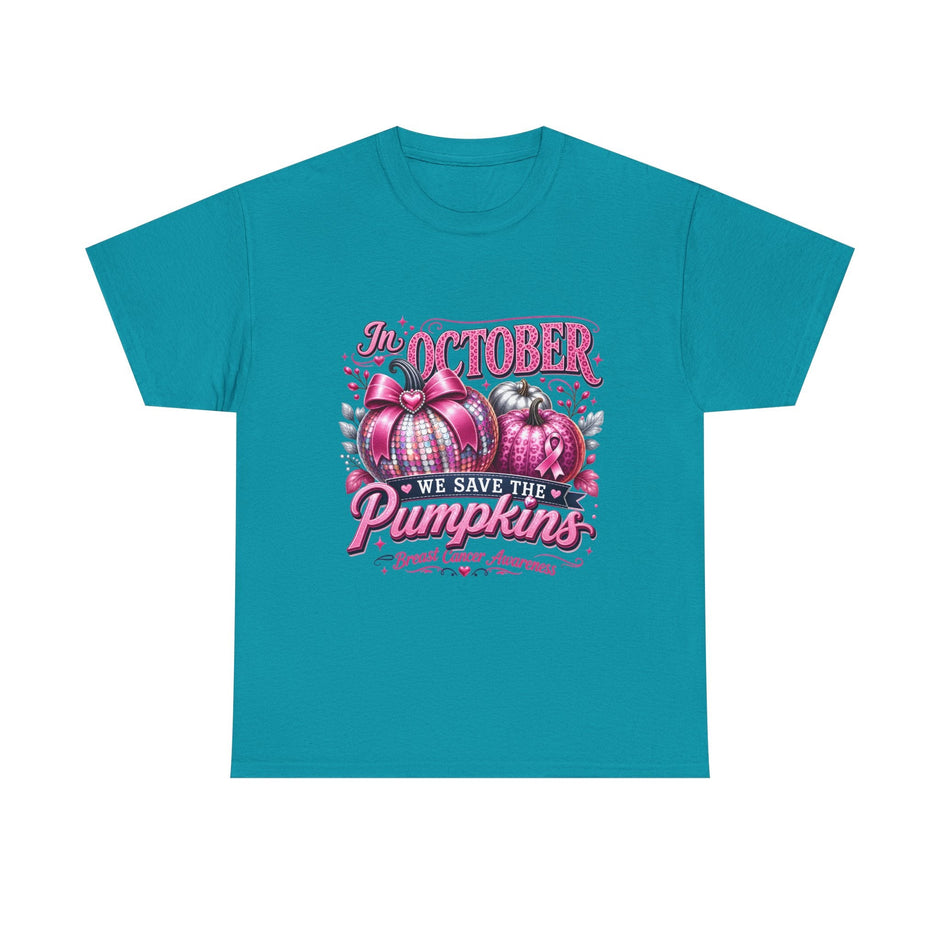 October Breast Cancer Awareness Pumpkin Tee — 