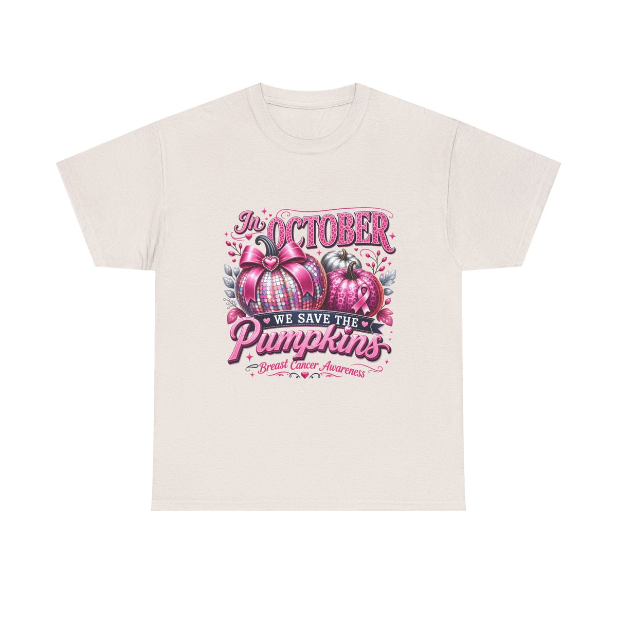 October Breast Cancer Awareness Pumpkin Tee — 